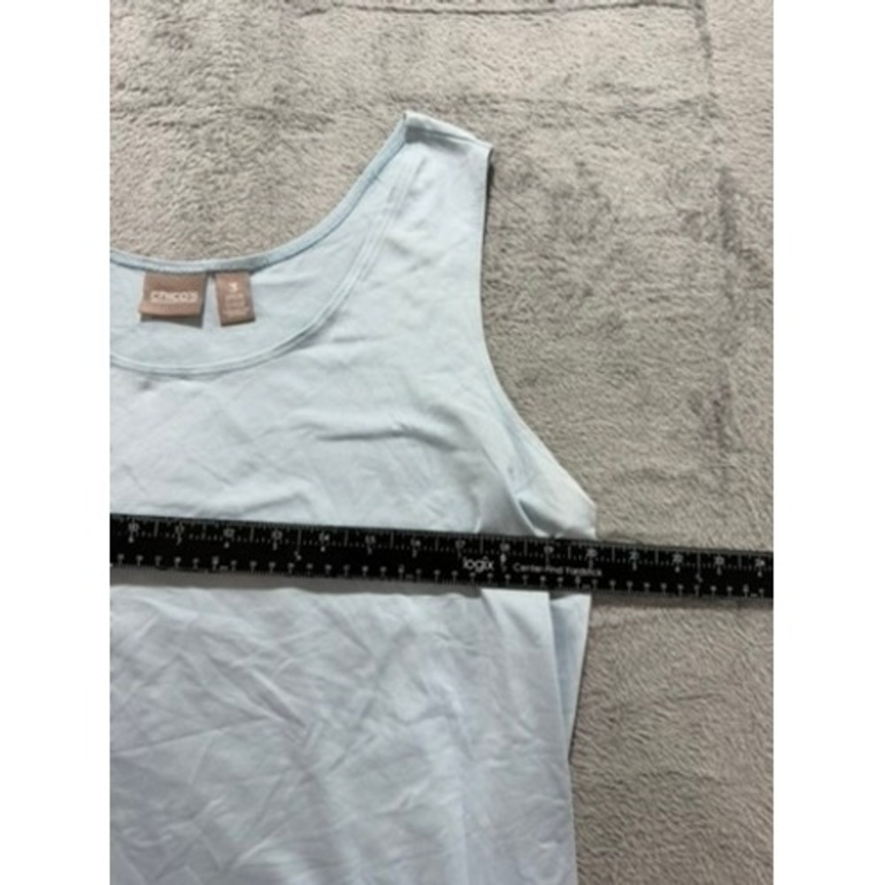 Chicos Womens Size 3 Light Blue Scoop Neck Sleeveless Nylon Blend Tank Top - Picture 7 of 10